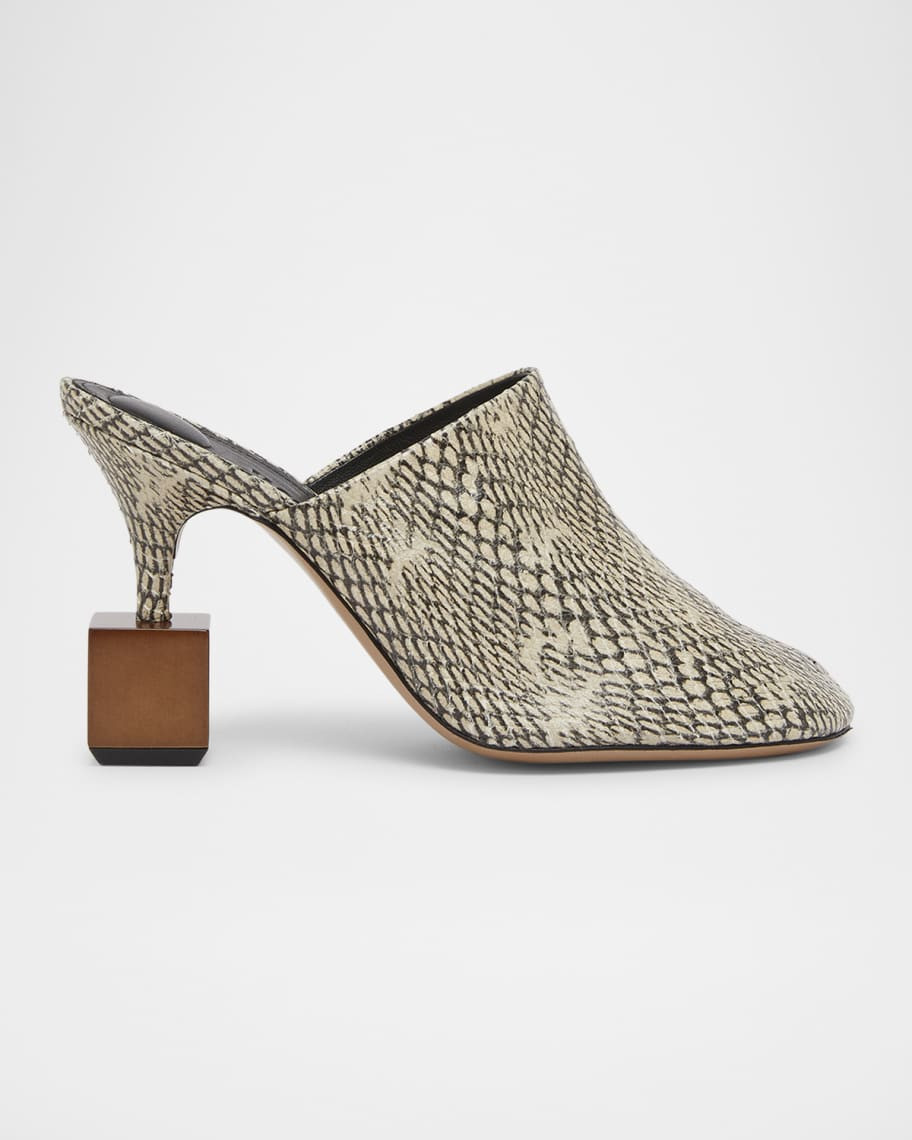Jacquemus Les Bisou Leather Cube-Heel Mules | Neiman Marcus