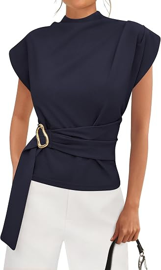 PRETTYGARDEN Women Blouses Summer Business Casual Tops | Amazon (US)