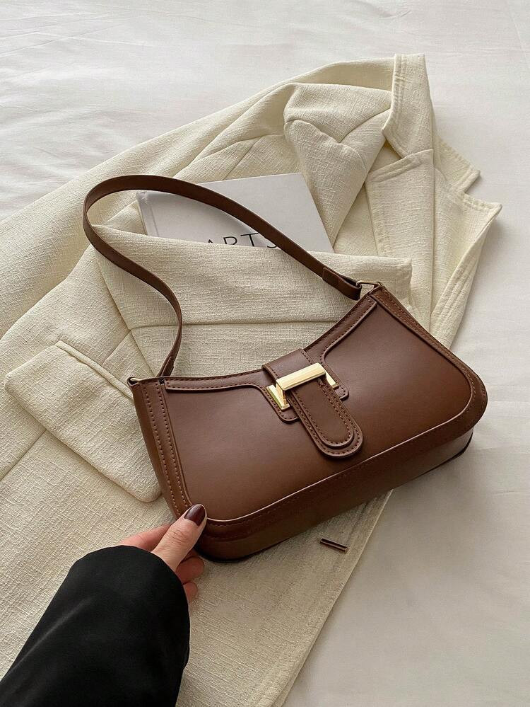 Elegant Crescent Underarm Shoulder Bag, Women's Fashion Casual Solid Color Underarm Bag | SHEIN