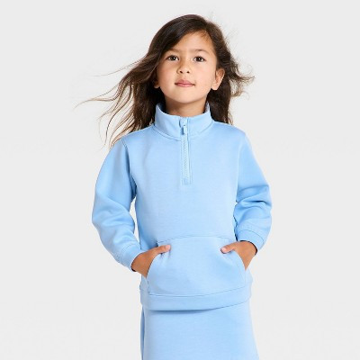 Toddler Girls' Airy Sleek 1/2 Zip Pullover Sweatshirt - All In Motion™ Blue 2T | Target