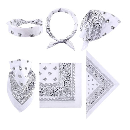 6Pk White Paisley Bandanas Cowboy Headband Face Shield Neck Gaiter | Walmart (US)