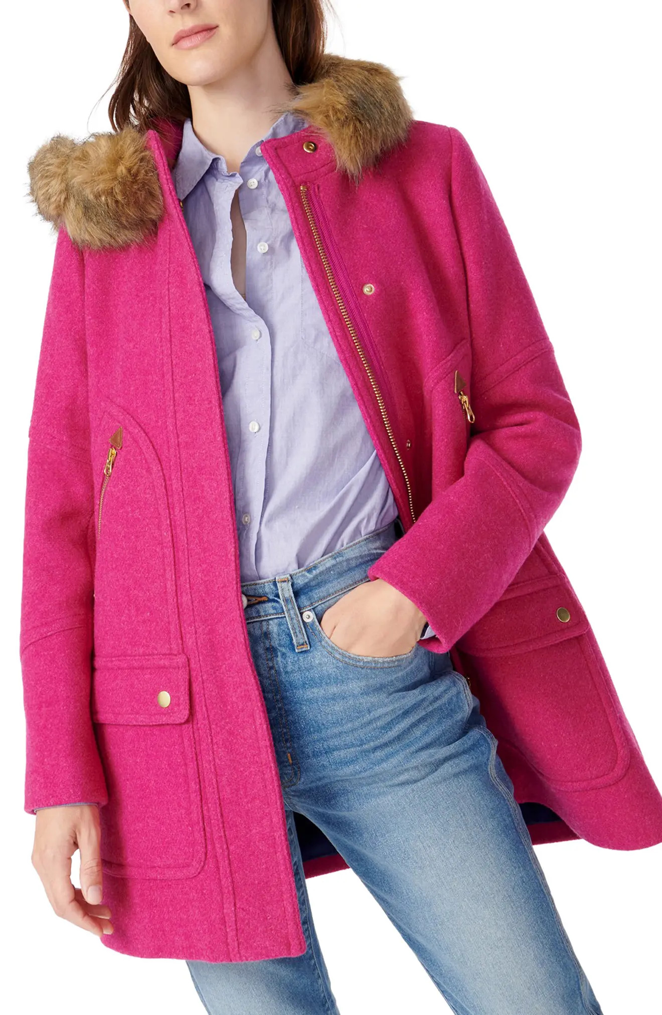 Women's J.crew Chateau Stadium Cloth Parka, Size 2 - Pink | Nordstrom