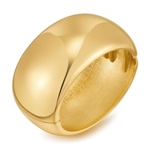 ENSKEFEN 38mm Ultra Wide Chunky Gold Bangle Bracelets for Women Polished Gold Hinged Cuff Bangles Exaggerated Bold Statement Bracelet Heavy Thick Wrist Wrap Arm Cuff Bracelet | Amazon (US)