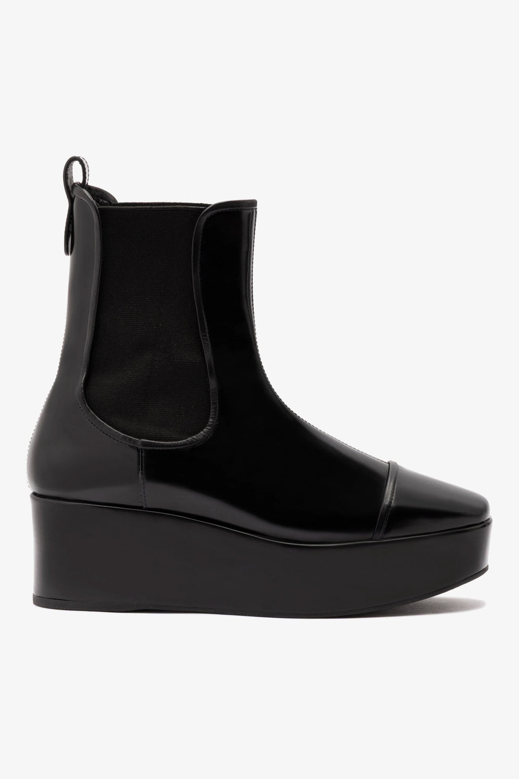 Dani Chelsea Flatform Boot In Black Box Leather | Larroude