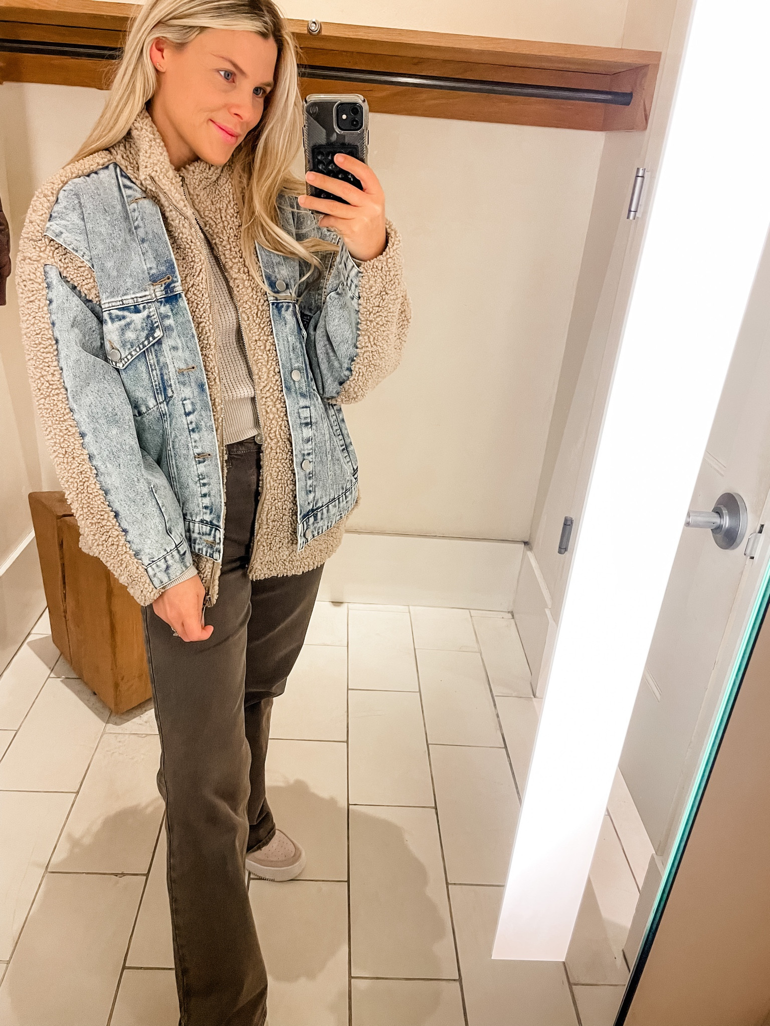 Fuzzy jean outlet jacket