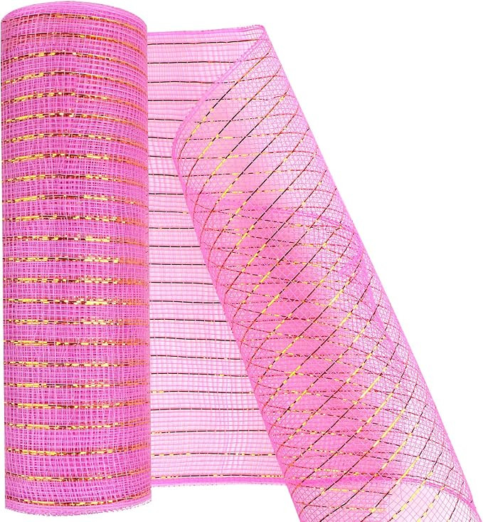 MIKIMIQI Deco Mesh 10 Inch x 30 Feet Decor Mesh Ribbon with Metallic Foil Deco Mesh Wreath Suppli... | Amazon (US)