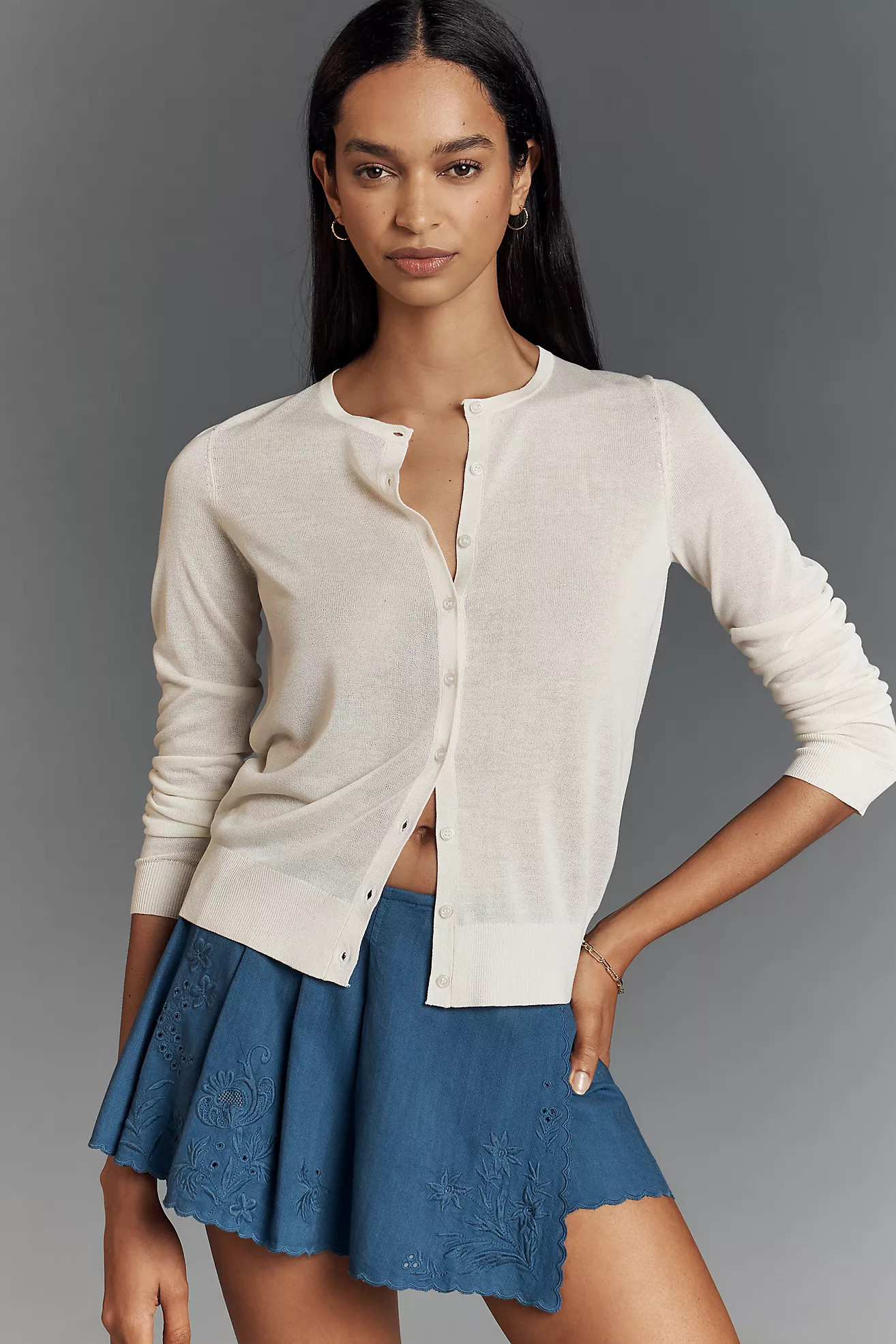 By Anthropologie Fitted Sheer Cardigan Sweater | Anthropologie (US)