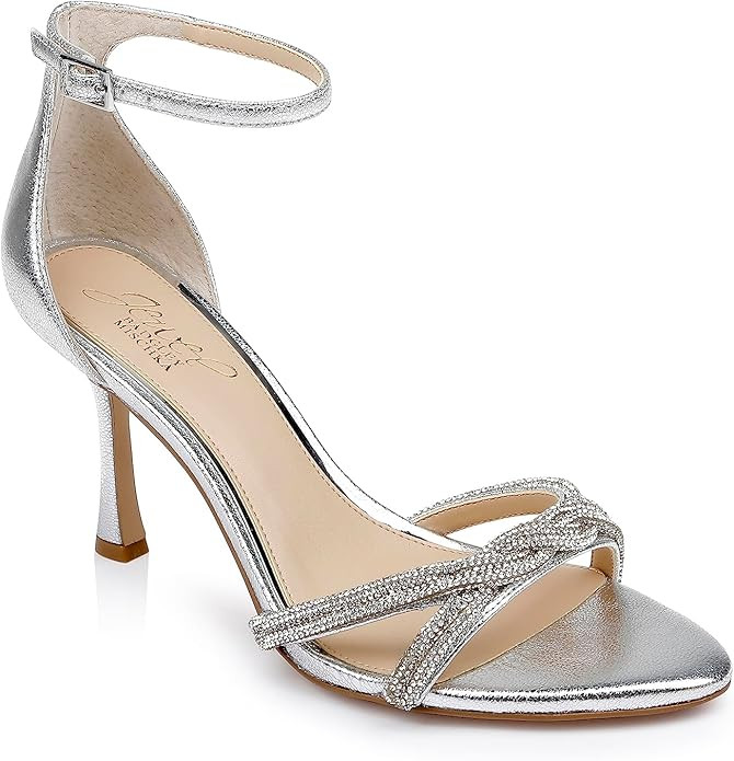 Jewel Badgley Mischka Vani Glitter Straps Stiletto Heels | Amazon (US)