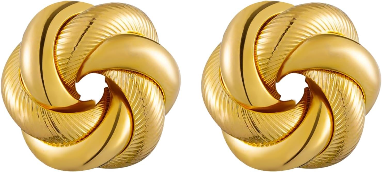 Gold Statement Geometric Drop Earrings for Women Spiral Stud Earrings Love Knot Stud Earrings Chu... | Amazon (US)