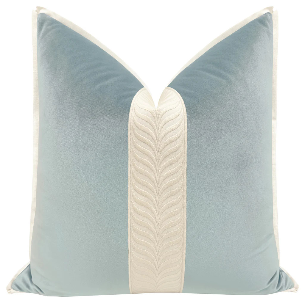 MELROSE VELVET // MIST + TRELLIS TRIM // BONE | LITTLE DESIGN COMPANY