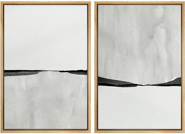 Minimal Gray White Landscape Framed On Canvas 2 Pieces Painting | Wayfair North America