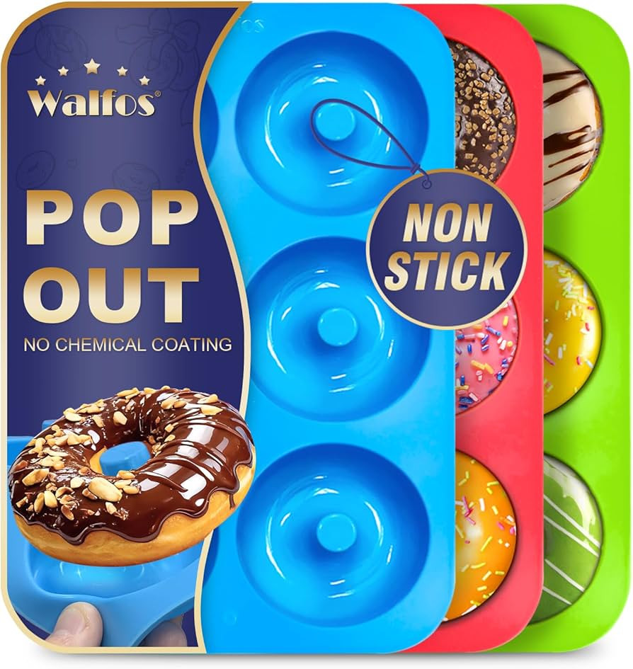 Walfos Non-Stick Donut Pan For Baking-Silicone Doughnut Mold, BPA FREE, Just Pop Out! Make Perfec... | Amazon (US)