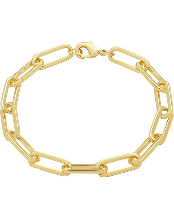 Amazon Essentials 14k Gold Plated or Silver Plated Chunky Chain Link Bracelet 7.5" | Amazon (US)