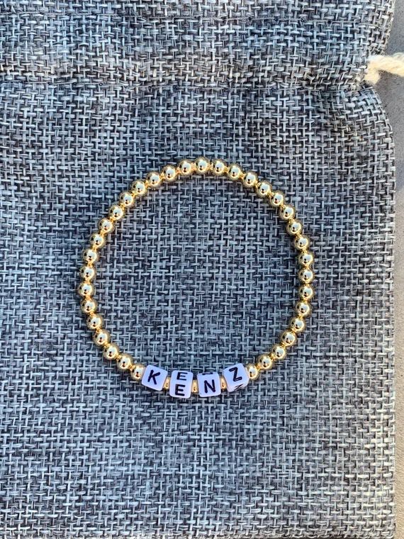 Custom Gold Letter Bead Bracelet • Stacking Bracelet • Personalized Bracelet • Acrylic Bead... | Etsy (US)