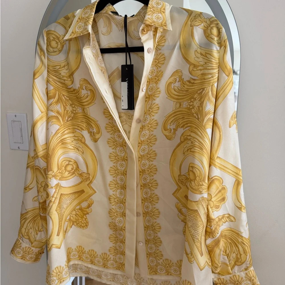 Versace Gold and Cream Button Down Shirt | Poshmark