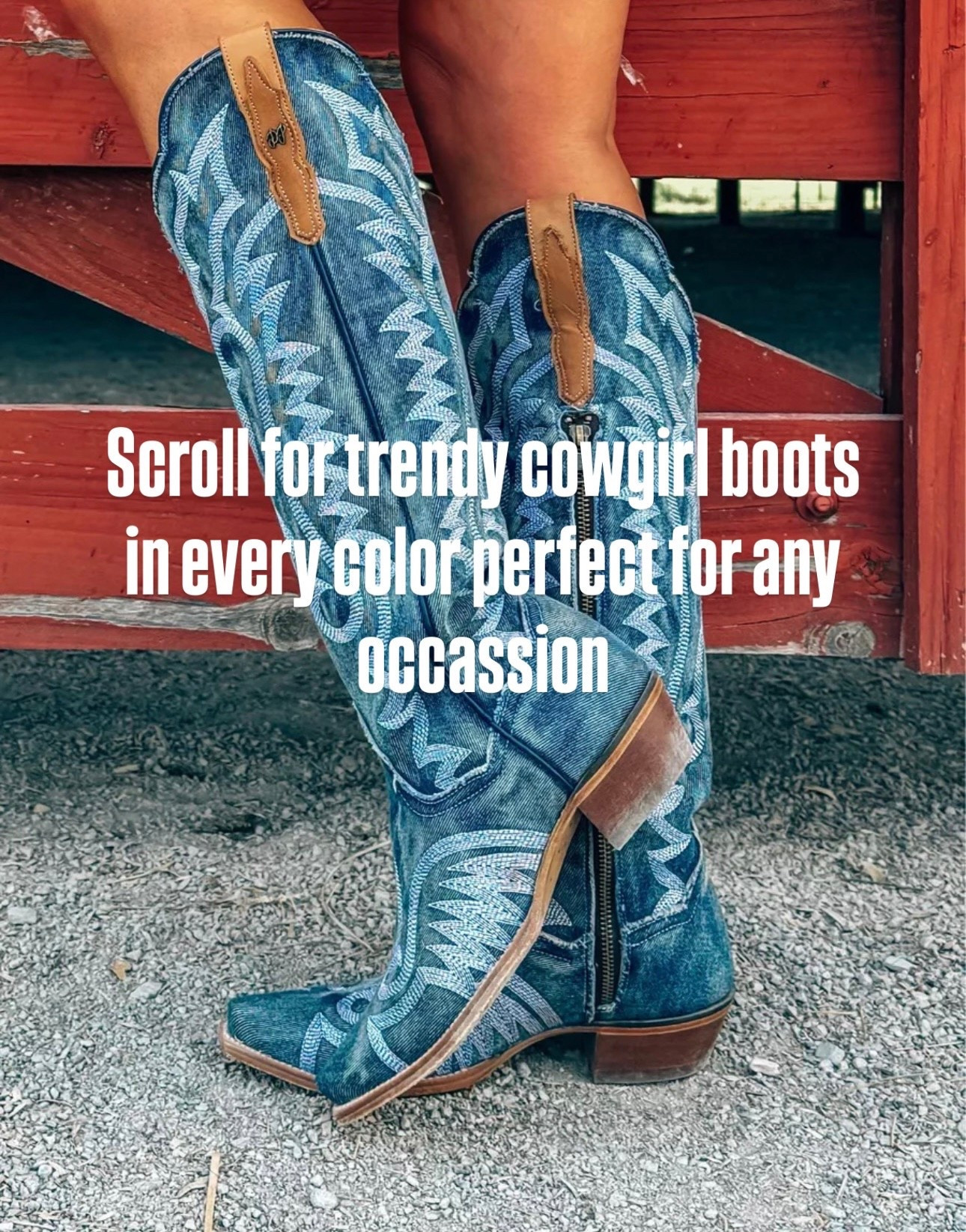 Denim cowgirl boots for rodeo, country concert outfit idea or Nashville or PBR 

#LTKStyleTip #LTKFindsUnder100 #LTKFindsUnder50
