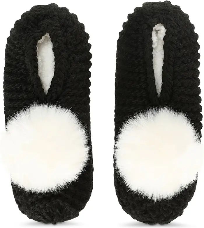 MeMoi Faux Fur Pompom Faux Shearling Lined Slipper Socks | Nordstrom | Nordstrom