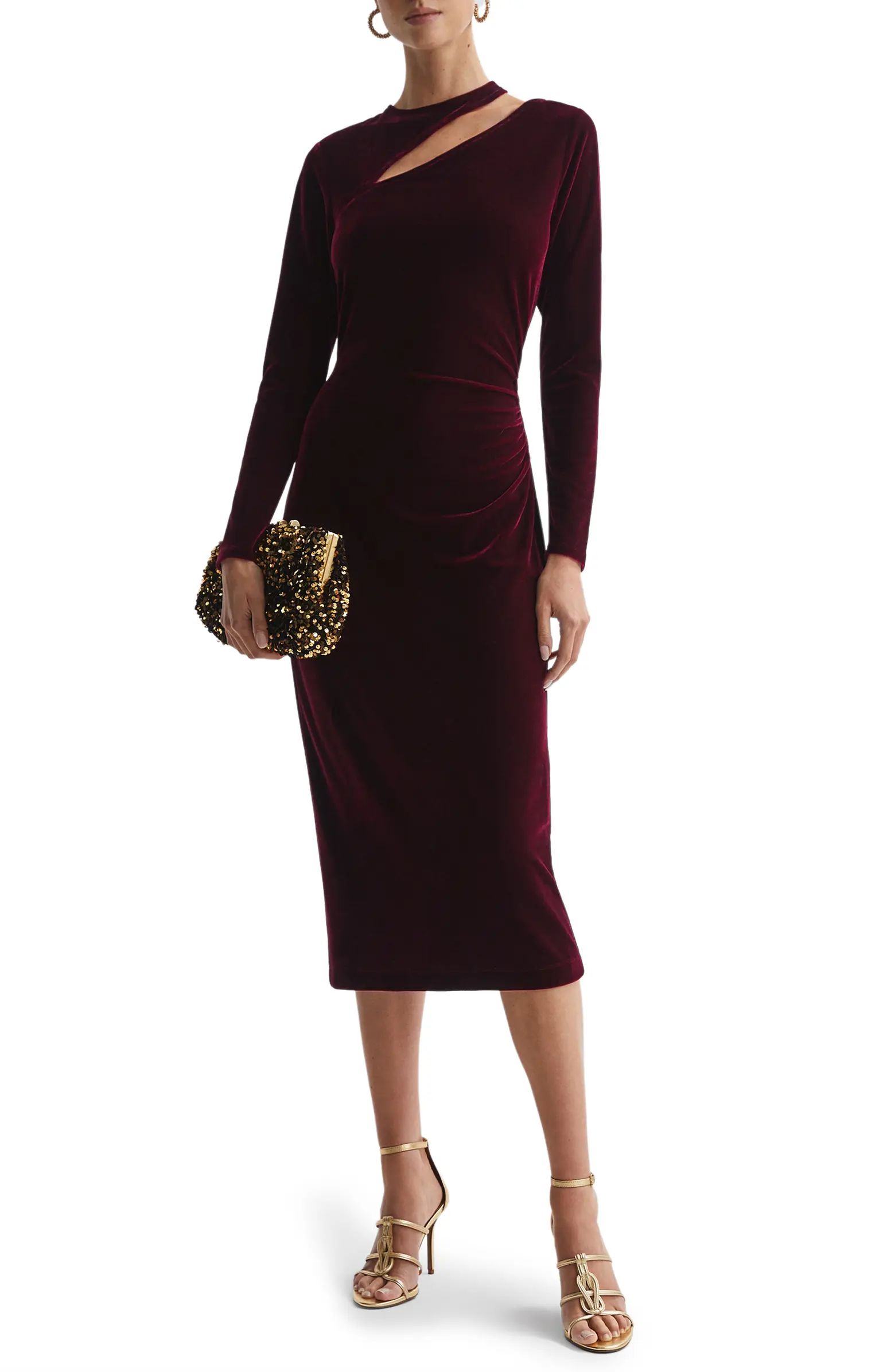Macey Cutout Long Sleeve Velvet Maxi Dress | Nordstrom