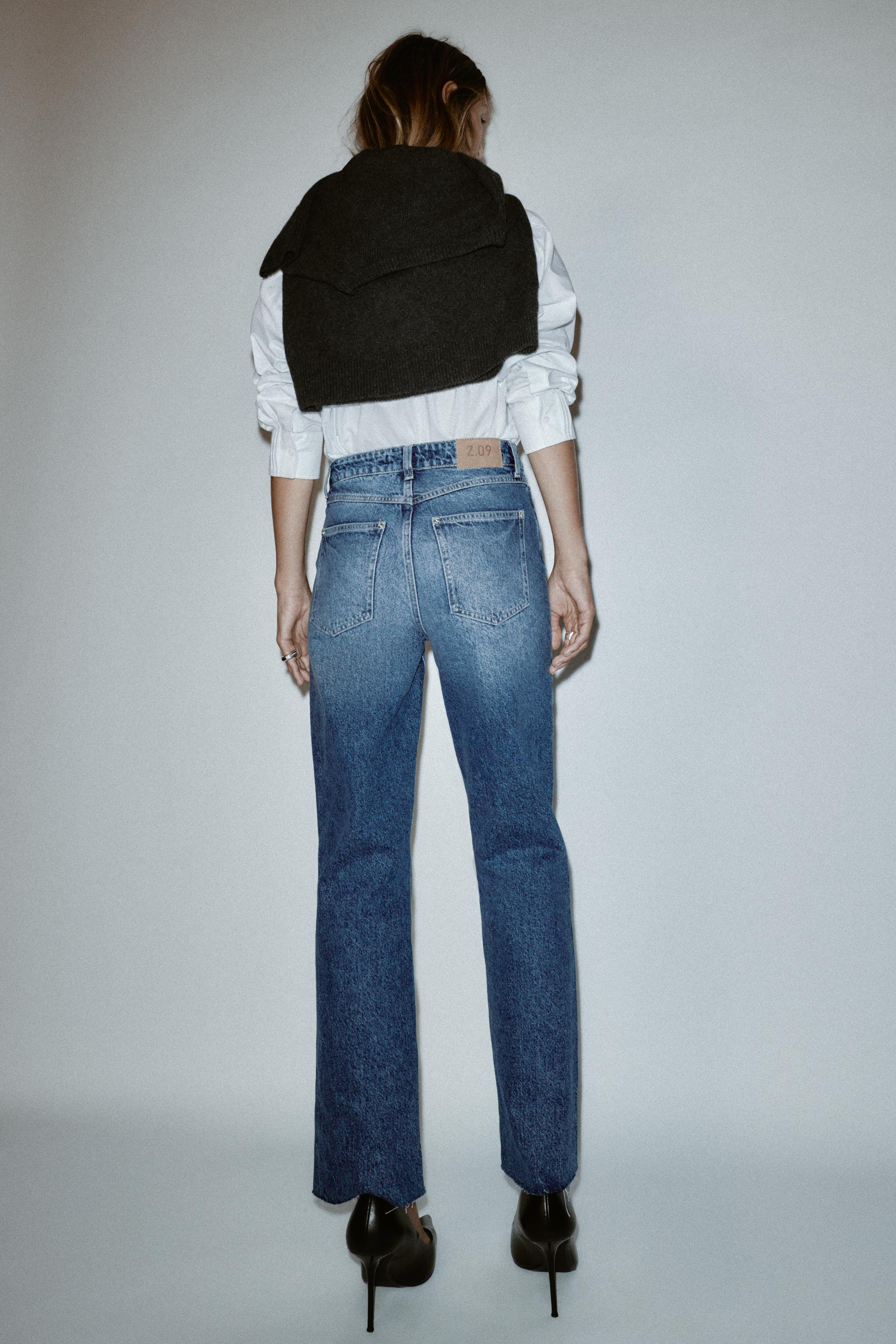 Z.09 STRAIGHT HIGH WAIST CROSSED WAIST JEANS | Zara US