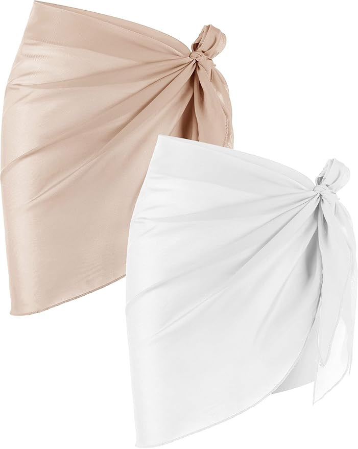 2 Pieces Sarong Coverups for Women Bathing Suit Wrap Swimsuit Skirt Beach Bikini Cover up Swimwea... | Amazon (US)