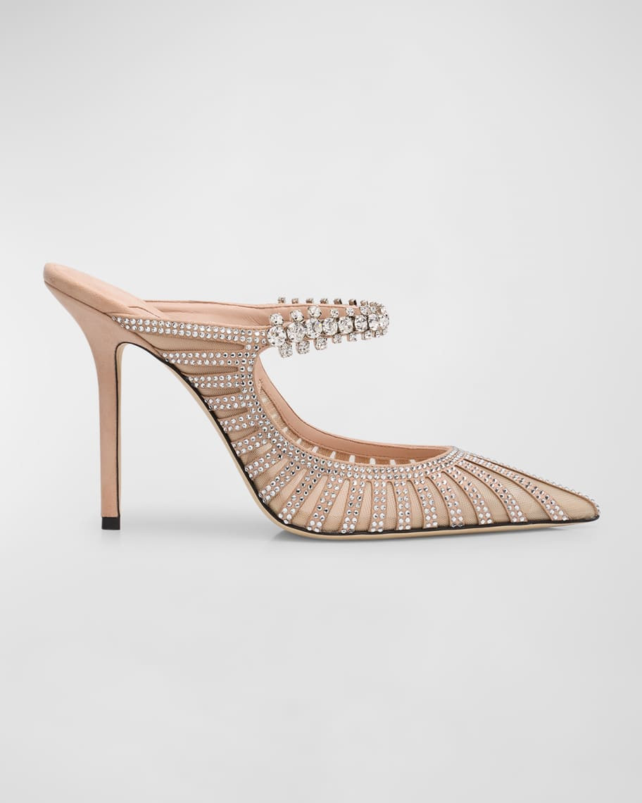Jimmy Choo Bing Mesh Crystal-Strap Mule Pumps | Neiman Marcus