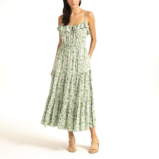 Tiered maxi dress in tossed floral | J. Crew US