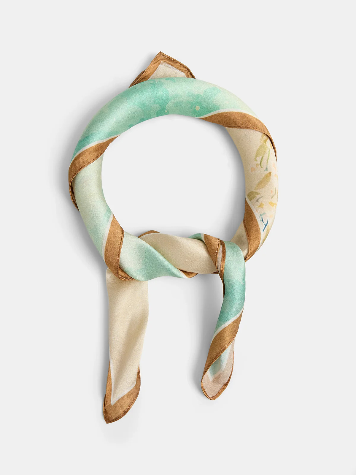 Watercolor Flower Moon Print Silk Square Scarf | Commense