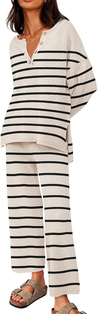 LILLUSORY Women's 2 Piece Trendy Outfits Oversized Slouchy Matching Sets Cozy Knit Sweatsuit Sets | Amazon (US)