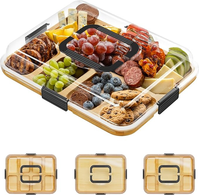 Amazon.com: SpaceAid Charcuterie Board with Clear Lid, Portable Travel Cheese Cutting Boards for ... | Amazon (US)