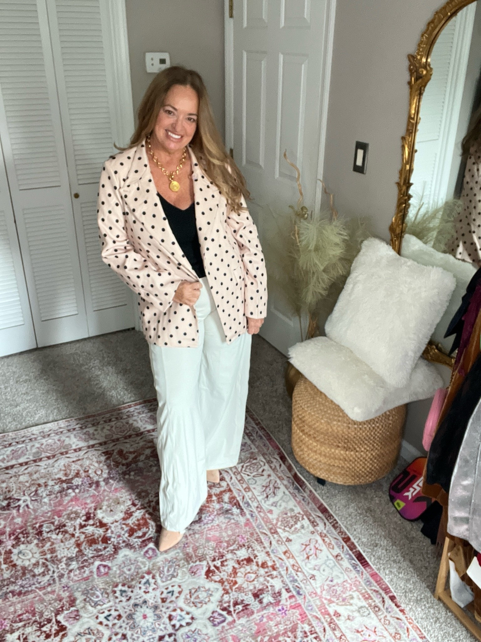 Beautiful updated Fall silhouette blazer in pika dot pattern! Love the fold over collar action for a different vibe!

Beautiful and trending.

#LTKTravel #LTKWorkwear #LTKmorningroutine