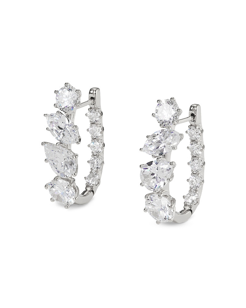 Nadri Btrx Mixed Cubic Zirconia Oval Hoop Earrings in Rhodium Plated | Bloomingdale's (US)
