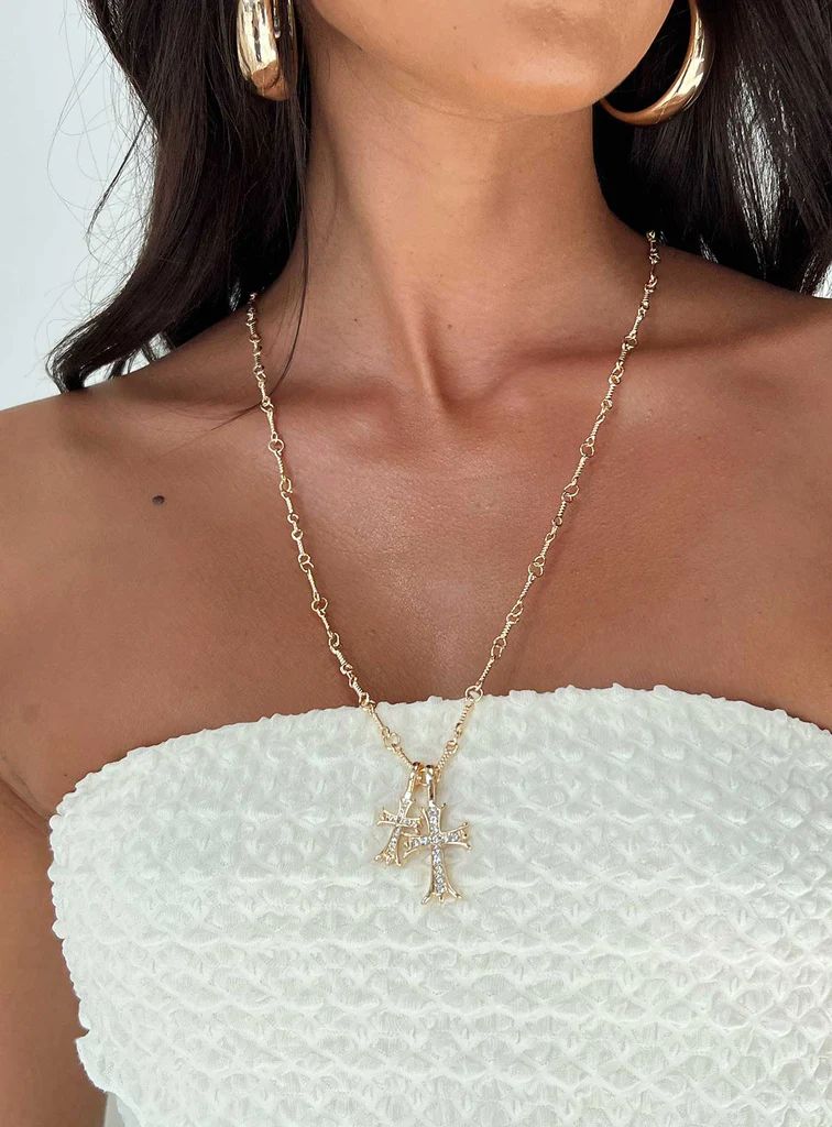 Curtis Cross Necklace Gold | Princess Polly US