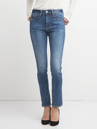 Gap Womens High Rise Slim Straight Jeans (Dark) Dark Indigo Size 24 | Gap US