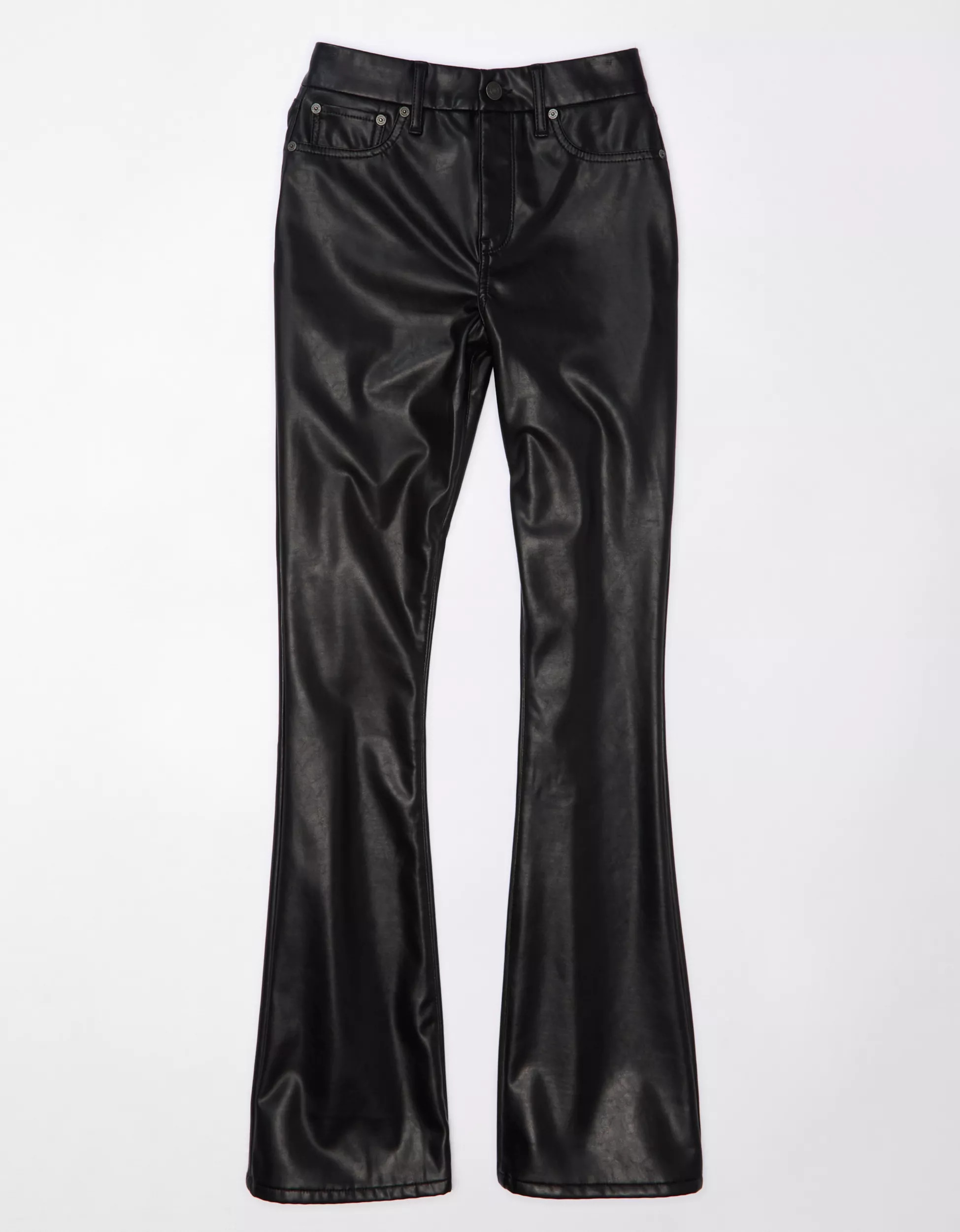 AE Curvy Super High-Waisted Kick Bootcut Vegan Leather Pant | American Eagle Outfitters (US & CA)