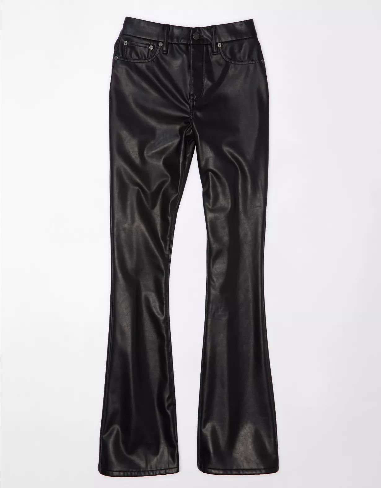 AE Curvy Super High-Waisted Kick Bootcut Vegan Leather Pant | American Eagle Outfitters (US & CA)