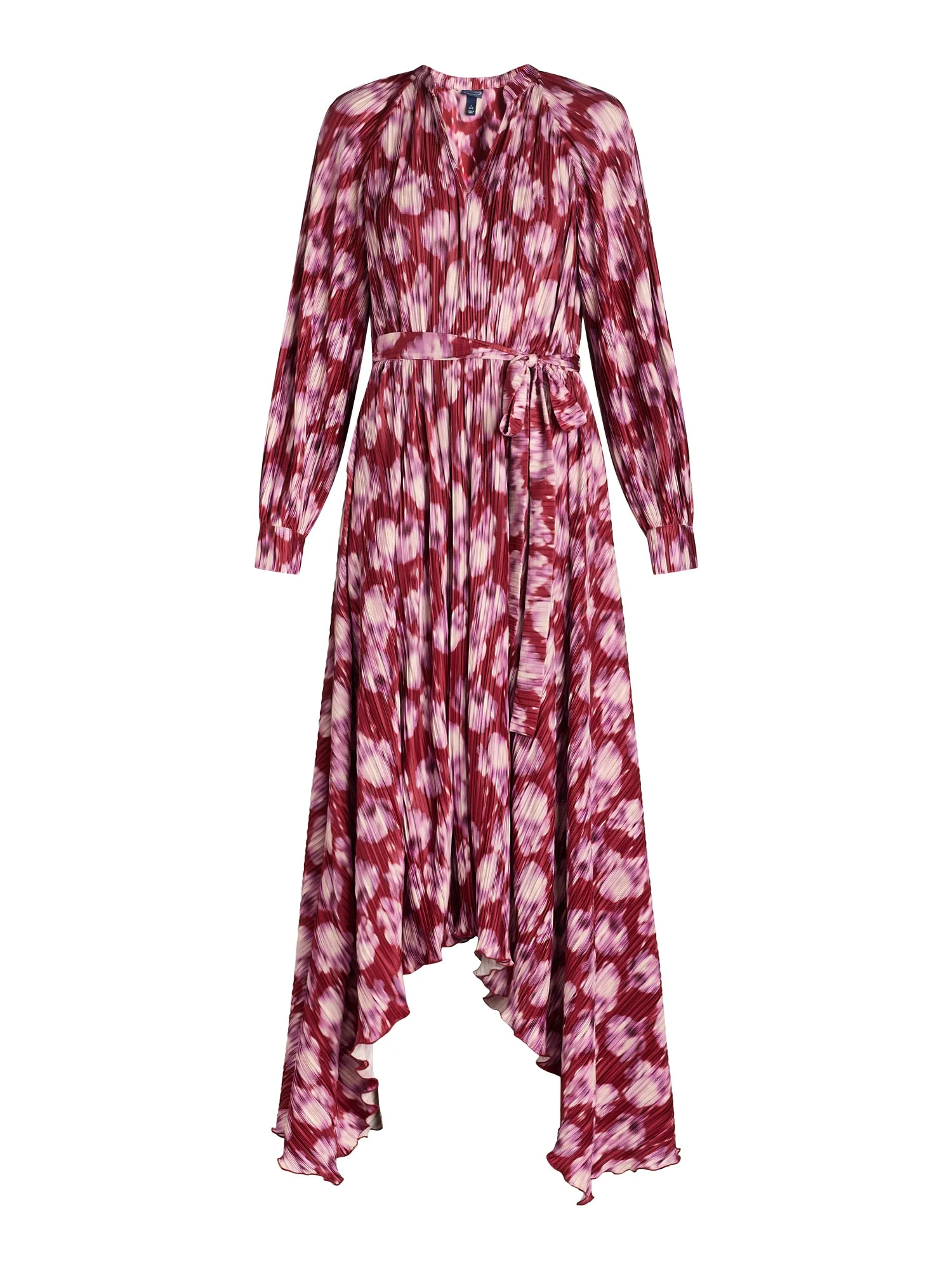 Scoop Women’s Pleated Handkerchief Hem Dress with Long Sleeves, Sizes XS-XXL | Walmart (US)