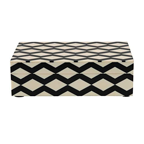 Creative Co-Op Resin & MDF Lid & Pattern Inlay, Black & White Storage Box | Amazon (US)