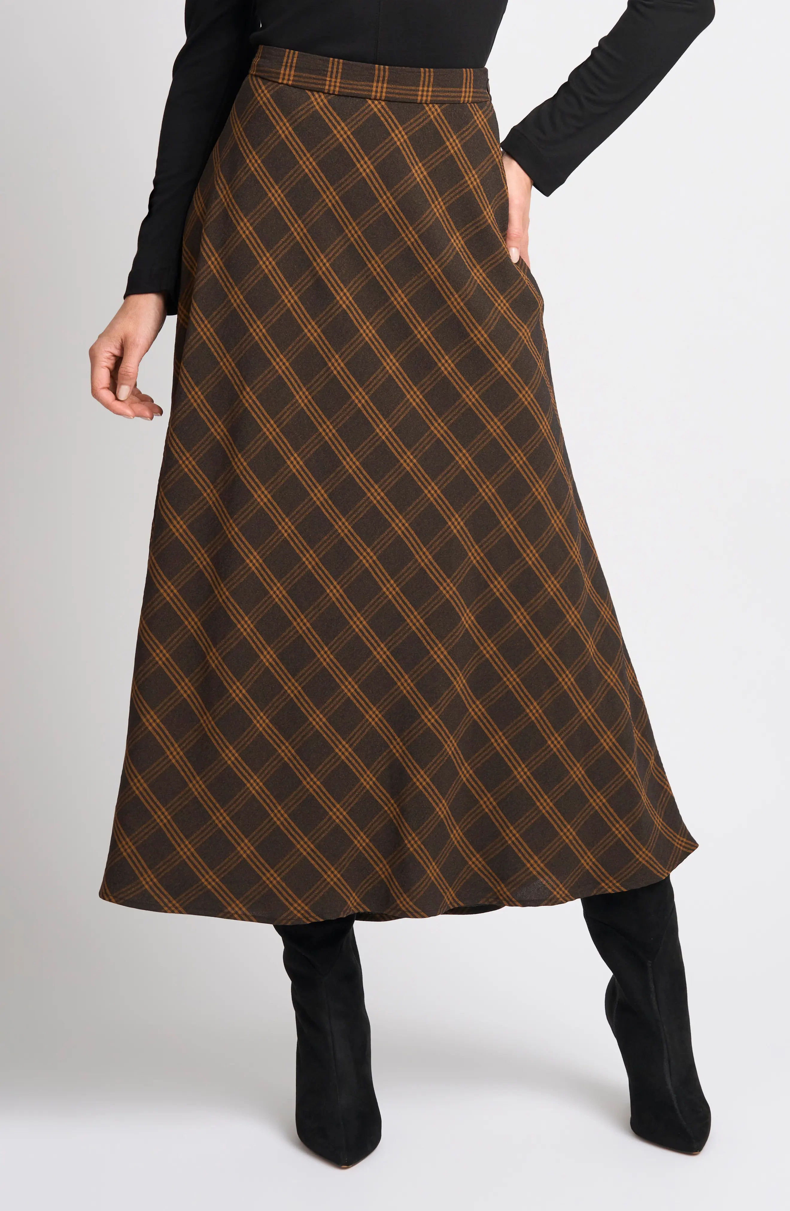 Halogen\u00ae Plaid A-Line Midi Skirt (Women) | Nordstrom | Nordstrom