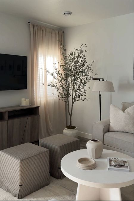 Curtains are color “Angora”

Living room decor, white coffee table, plaster coffee table, neutral living room decor, apartment decor, living room ottomans, tv console, tv wall

#LTKfindsunder100 #LTKhome #LTKfindsunder50
