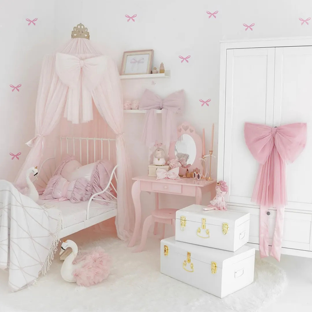 Dreamy Tulle Canopy with Crown and Big Bow Accent – Nursery Bed Decor | Etsy (US)