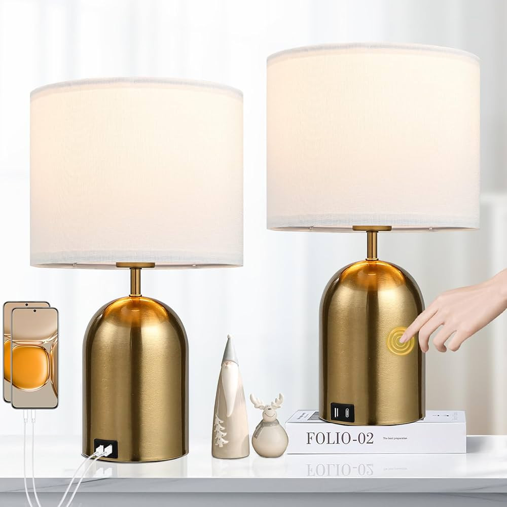 Touch Lamps for Nightstand Bedside Bedroom Set of 2 Table Lamps Touch Control 3-Way Dimmable Lamp... | Amazon (US)