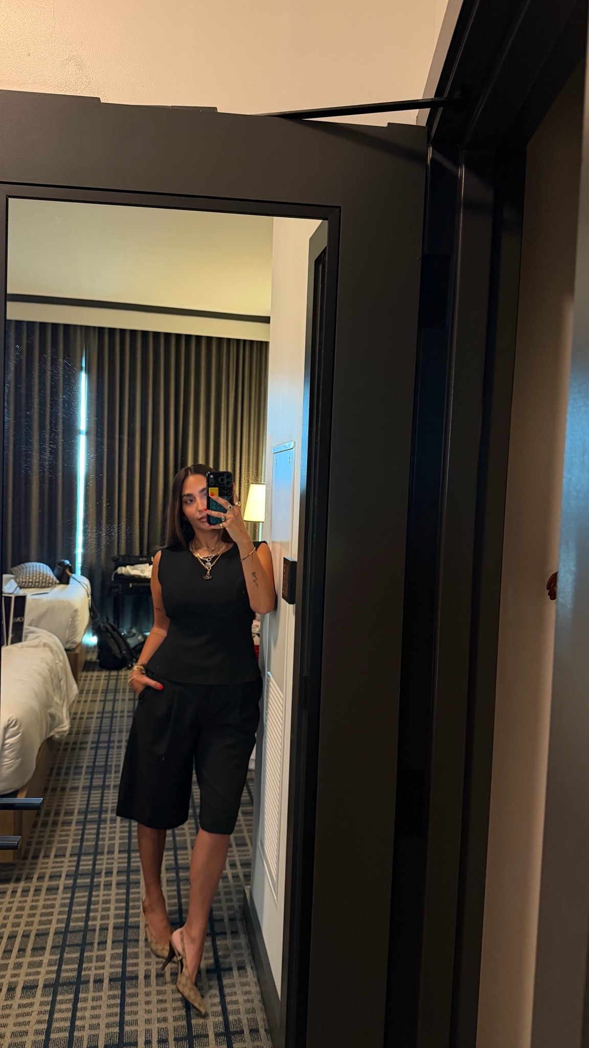 Wearing this set in black! My Gucci sling backs are a few seasons old you can find on Poshmark etc but u linked latest style