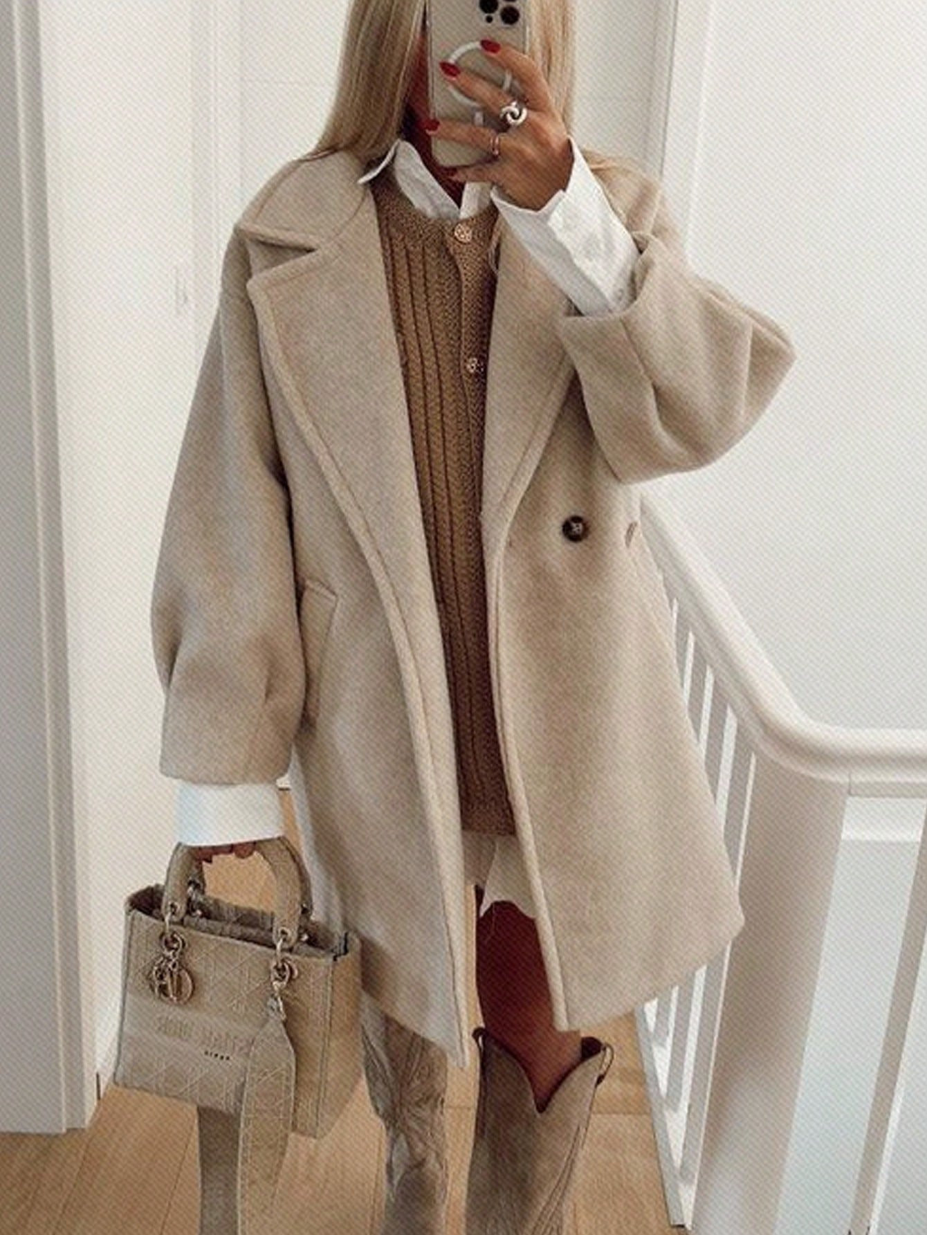 SHEIN Frenchy Women's Casual Turndown Collar Woolen Coat For Autumn | SHEIN