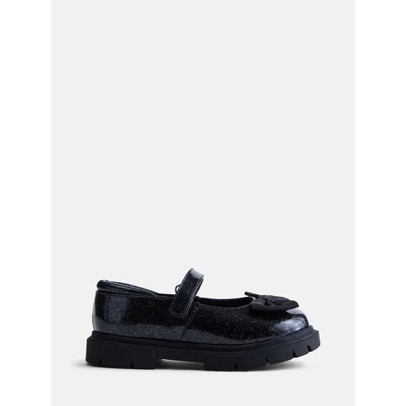 Wonder Nation Toddler Girls Sparkly Bow Mary Jane Flats | Walmart (US)