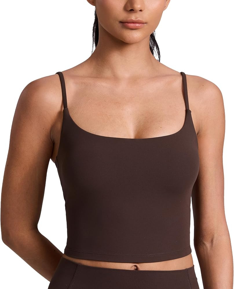 CRZ YOGA Butterlift Adjustable U Back Crop Tank Tops for Women - Padded Camisole Scoop Neck Worko... | Amazon (US)