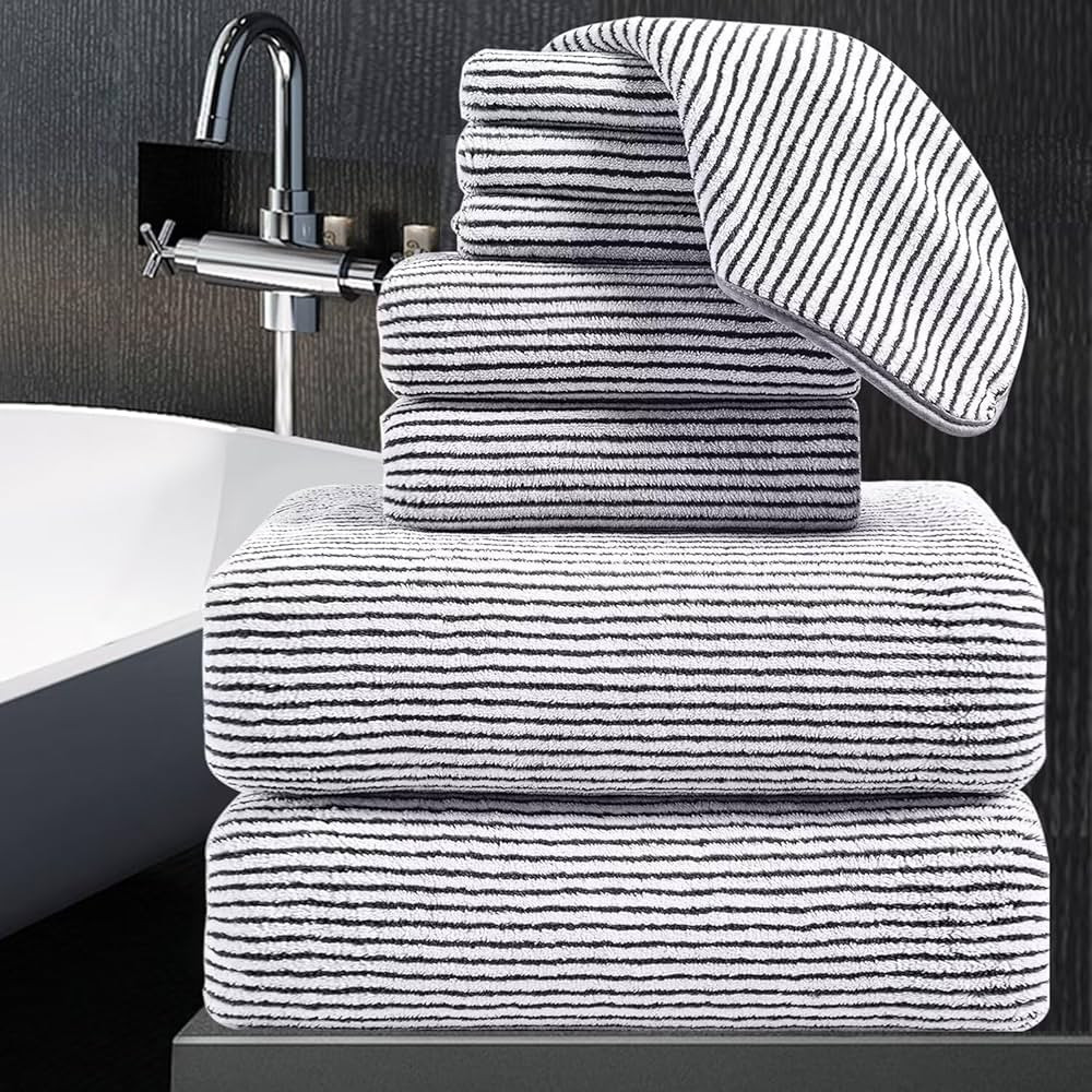 8-Piece Premium Towel Set for Bathroom|2 Oversized Large Bath Sheet,2 Hand Towels,4 Washcloths|So... | Amazon (US)