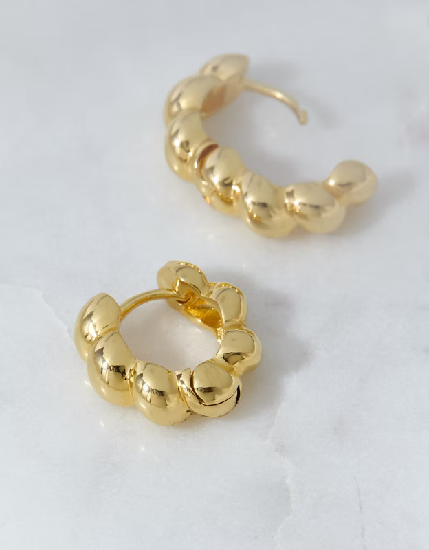 AEO Keepers Collection 14K Gold-Plated Twisted Hoop Earrings | American Eagle Outfitters (US & CA)