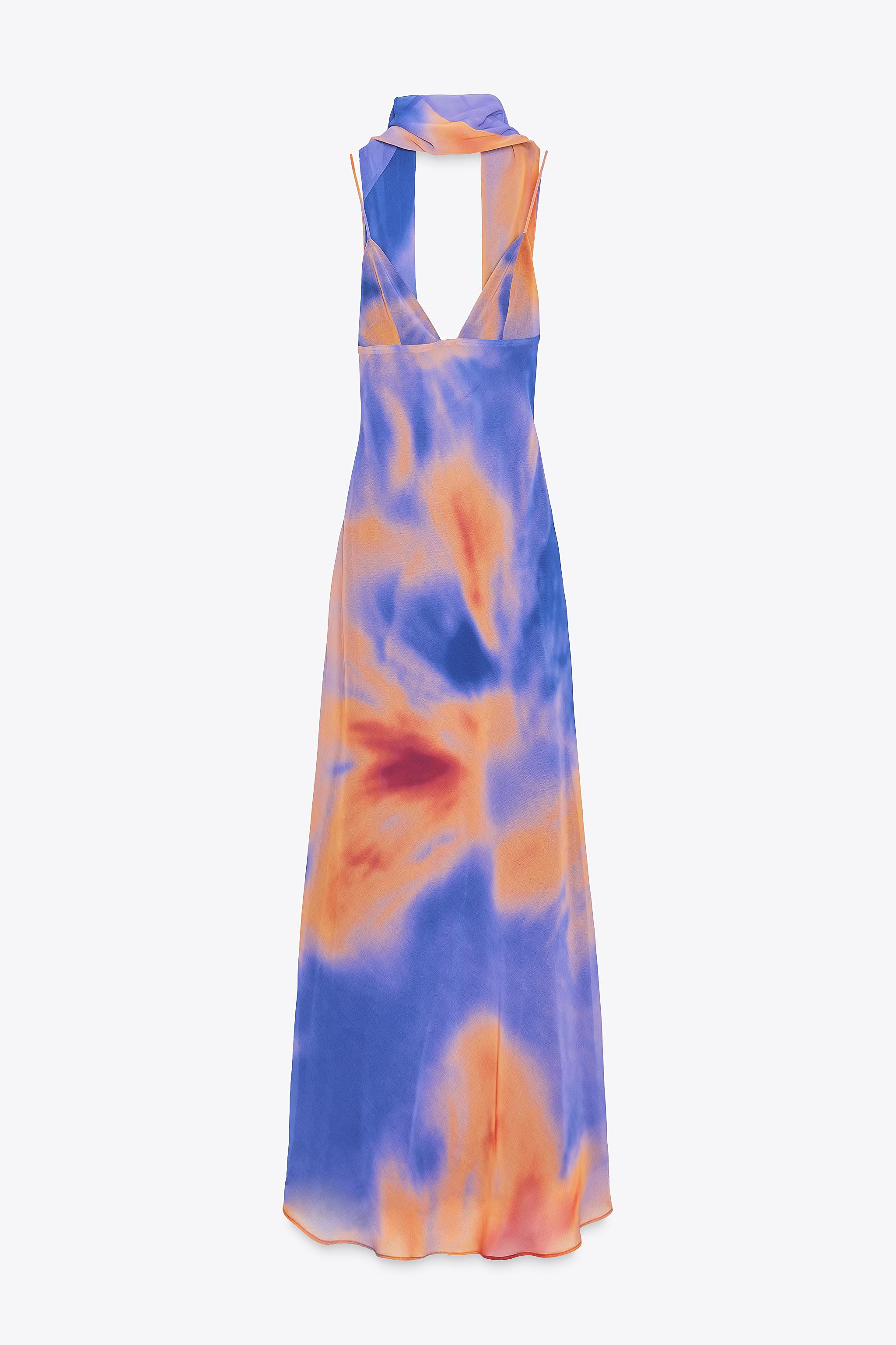 LONG PRINTED SCARF DRESS | Zara UK