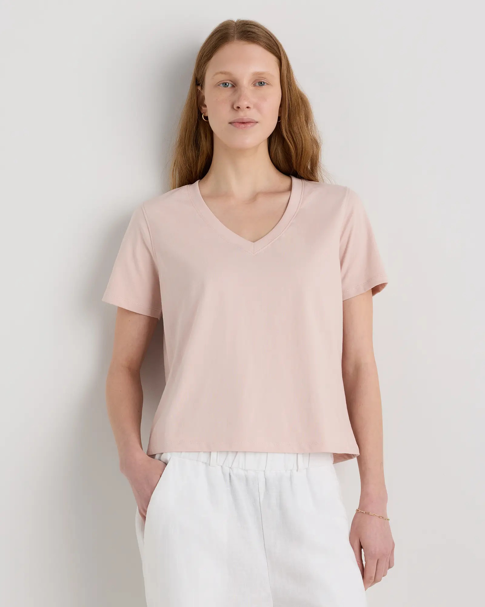 100% Organic Cotton Boxy V-Neck Tee | Quince