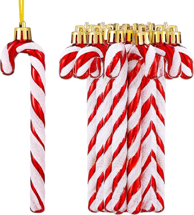 36 Pack Christmas Candy Canes Glitter Candy Cane Sparking Plastic Candy Cane Christmas Tree Hangi... | Amazon (US)
